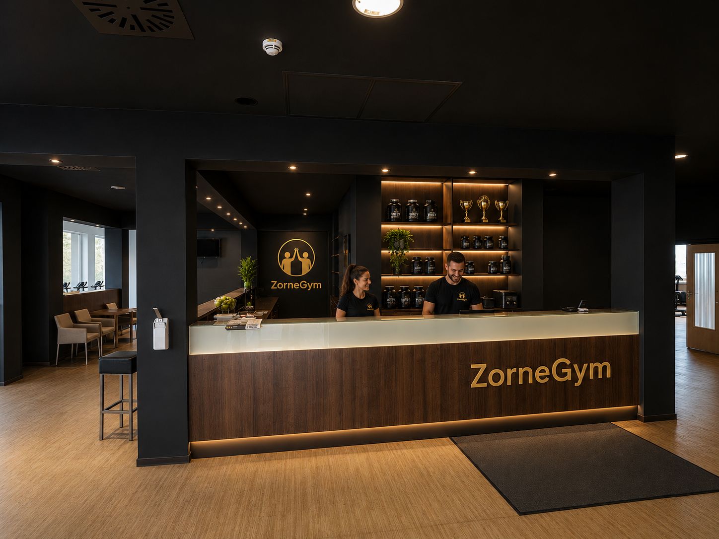 Visualisierung des Empfangs von ZorneGYM mit freundlichem Team